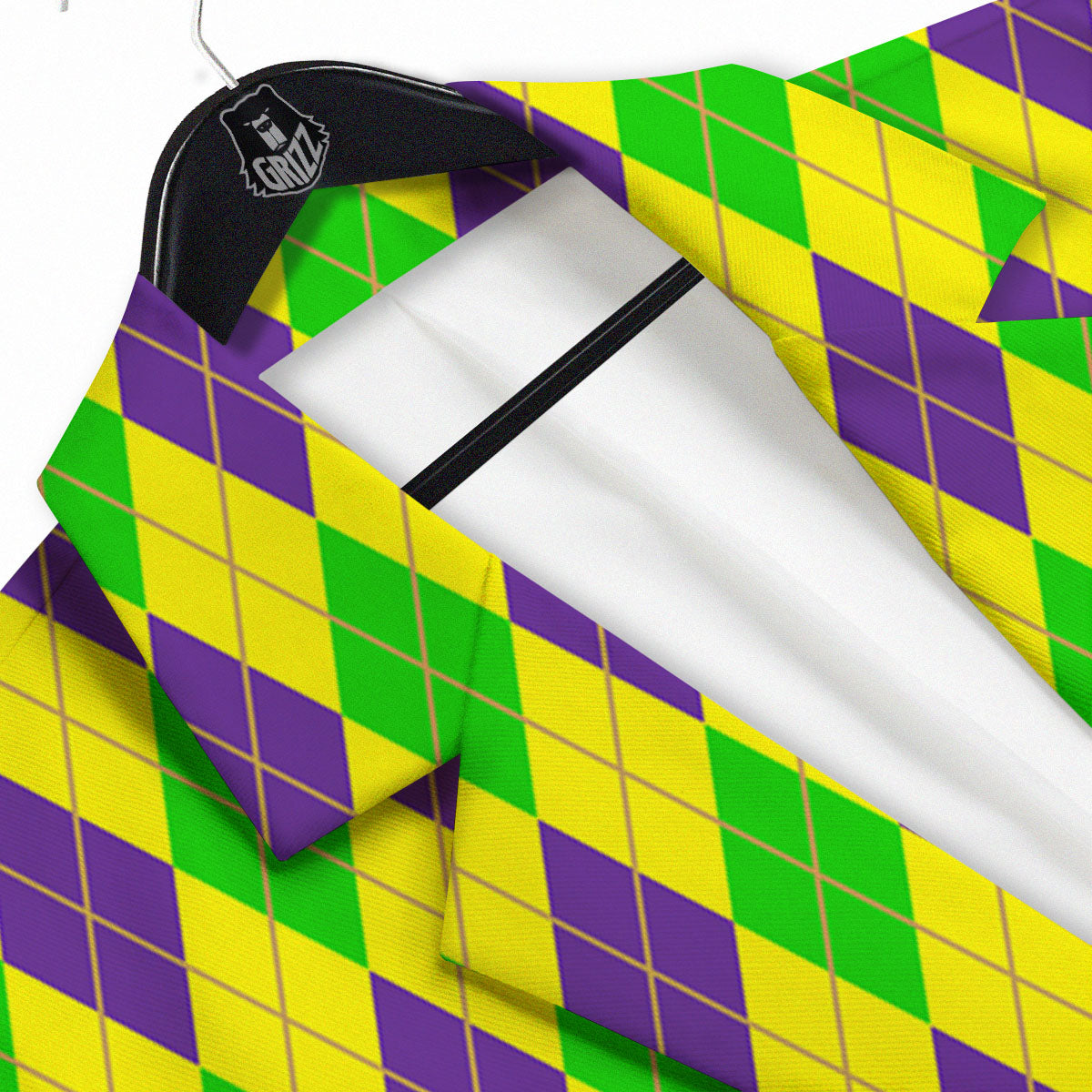 Fat Tuesday Argyle Mardi Gras Print Men's Sport Coat-grizzshop
