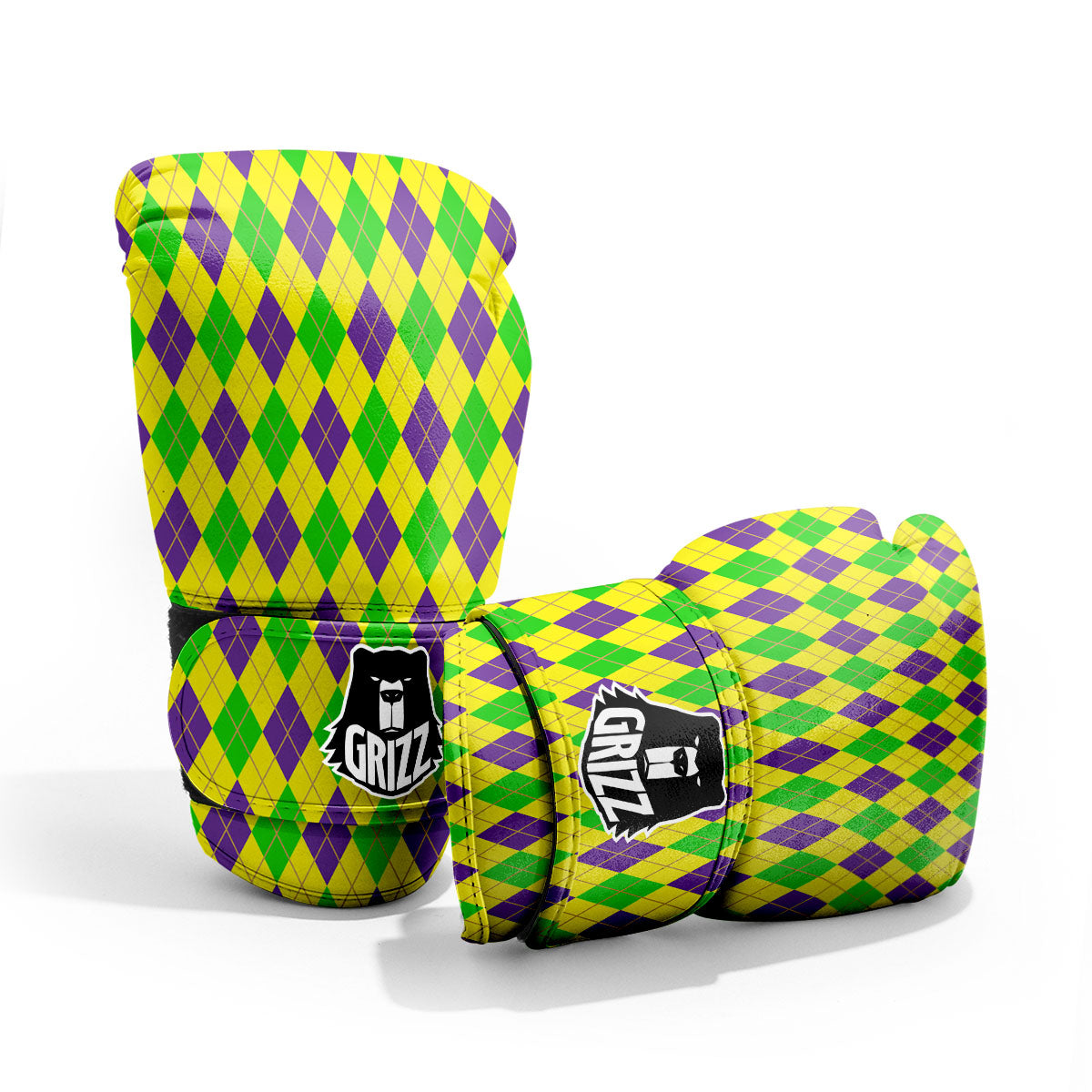 Fat Tuesday Argyle Mardi Gras Print Pro Boxing Glove