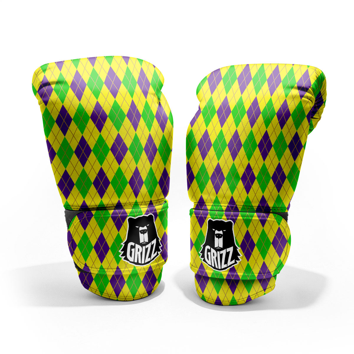 Fat Tuesday Argyle Mardi Gras Print Pro Boxing Glove