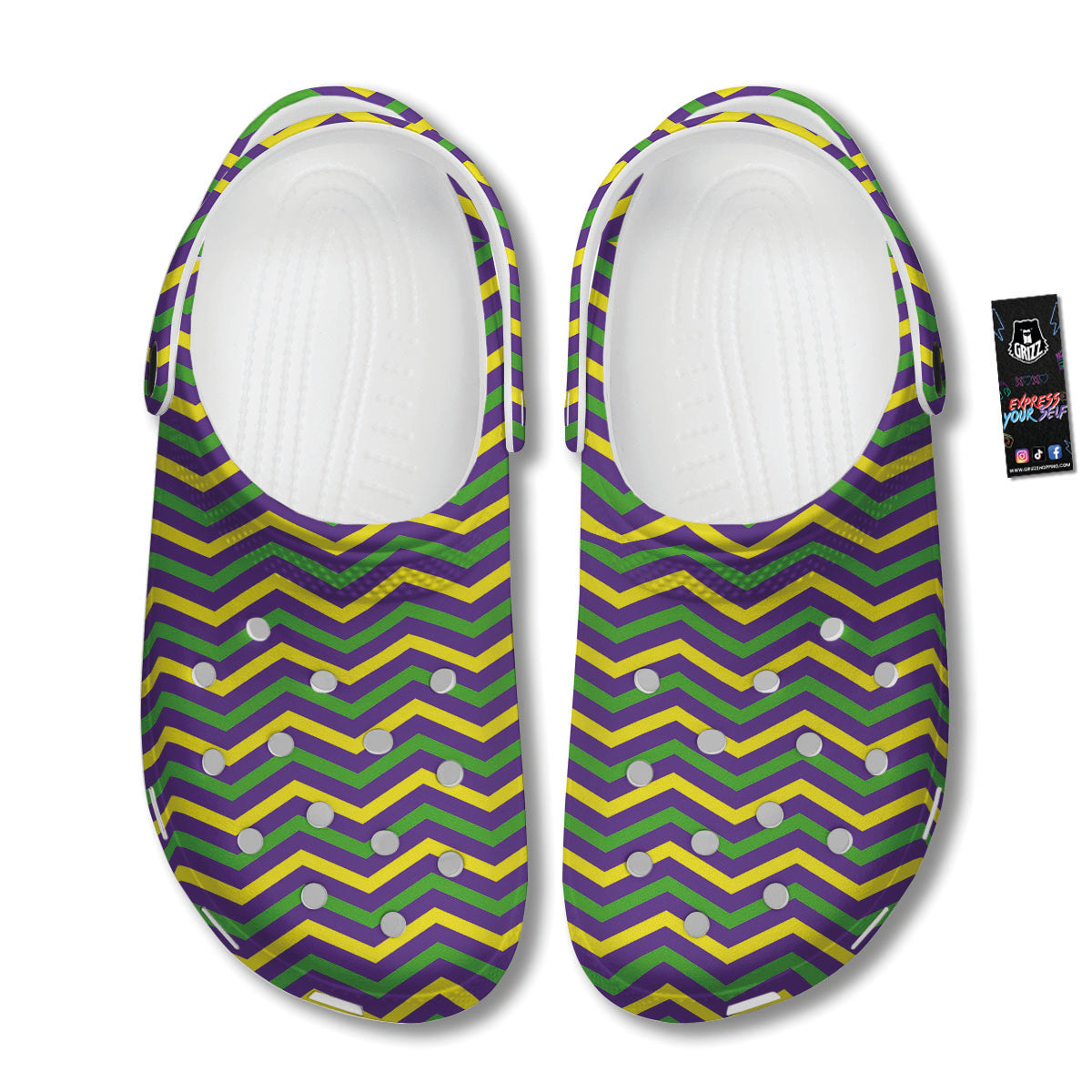 Fat Tuesday Chevron Mardi Gras Print Clog-grizzshop
