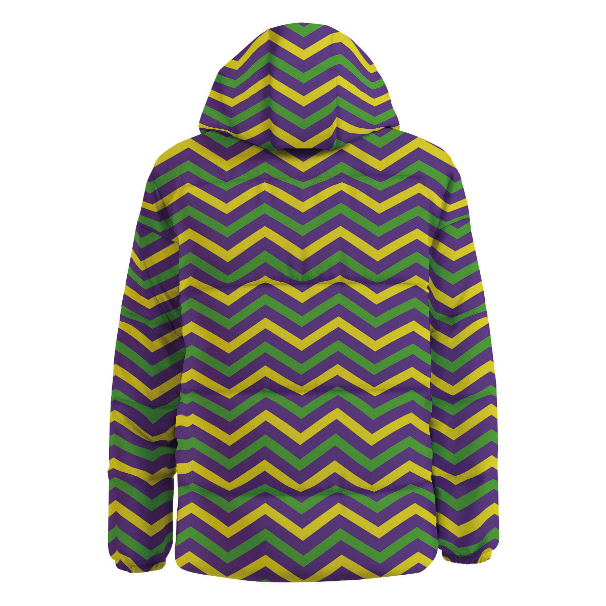 Fat Tuesday Chevron Mardi Gras Print Down Jacket-grizzshop