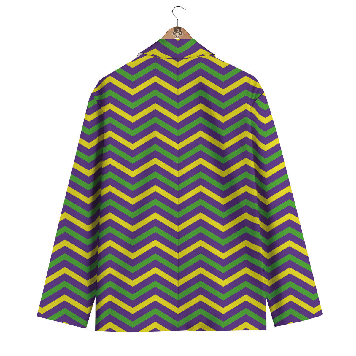 Fat Tuesday Chevron Mardi Gras Print Men's Blazer-grizzshop