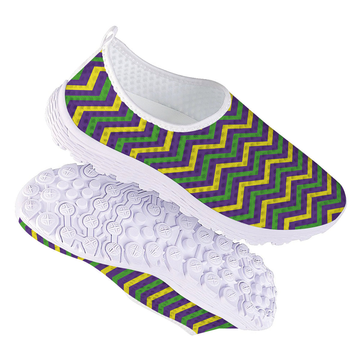Fat Tuesday Chevron Mardi Gras Print Nurse Shoes-grizzshop