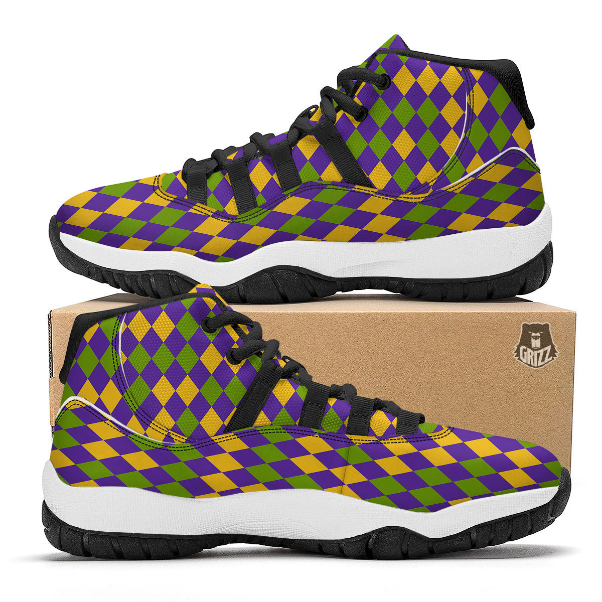 Fat Tuesday Mardi Gras Pattern Black Bball Shoes-grizzshop