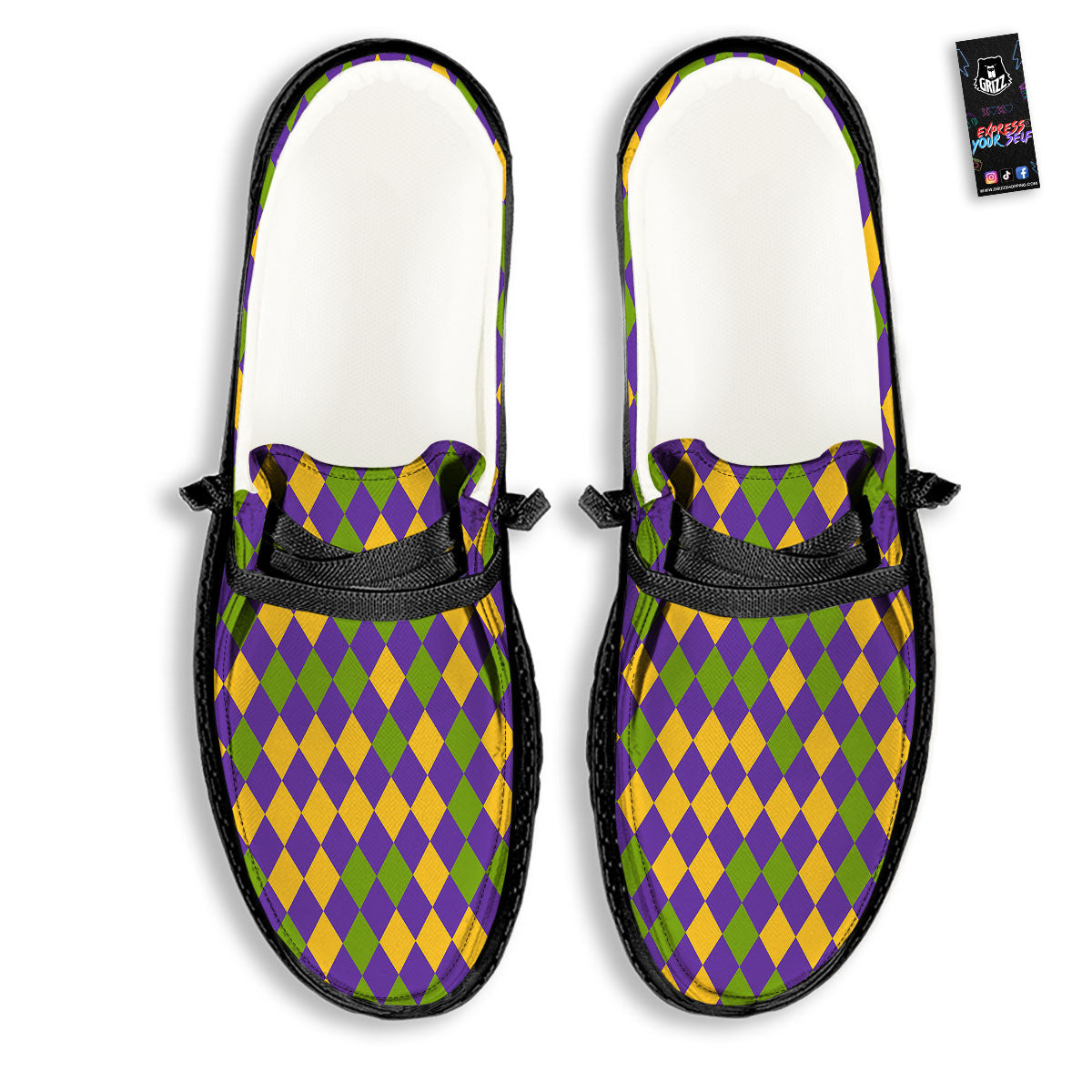 Fat Tuesday Mardi Gras Pattern Black Loafers-grizzshop