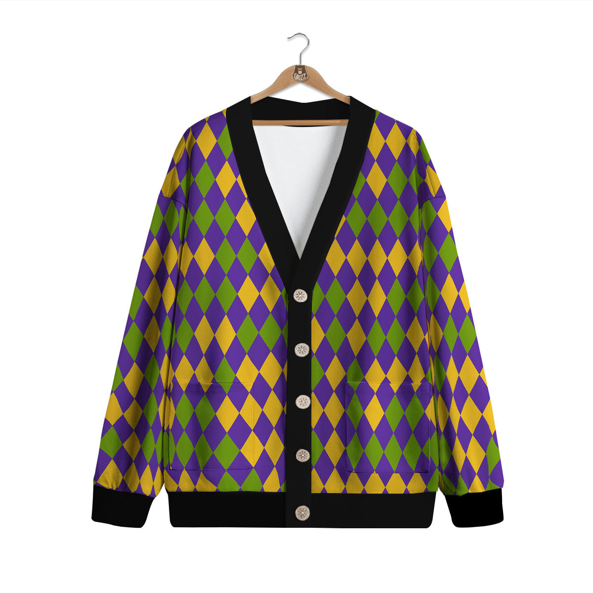 Fat Tuesday Mardi Gras Pattern Cardigan-grizzshop