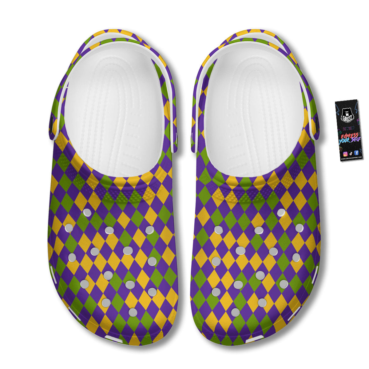 Fat Tuesday Mardi Gras Pattern Clog-grizzshop