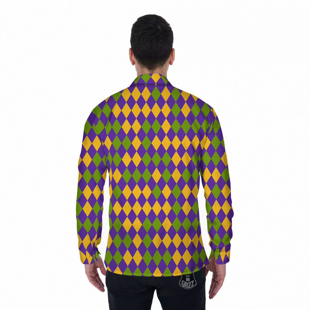 Fat Tuesday Mardi Gras Pattern Men's Long Sleeve Shirts-grizzshop