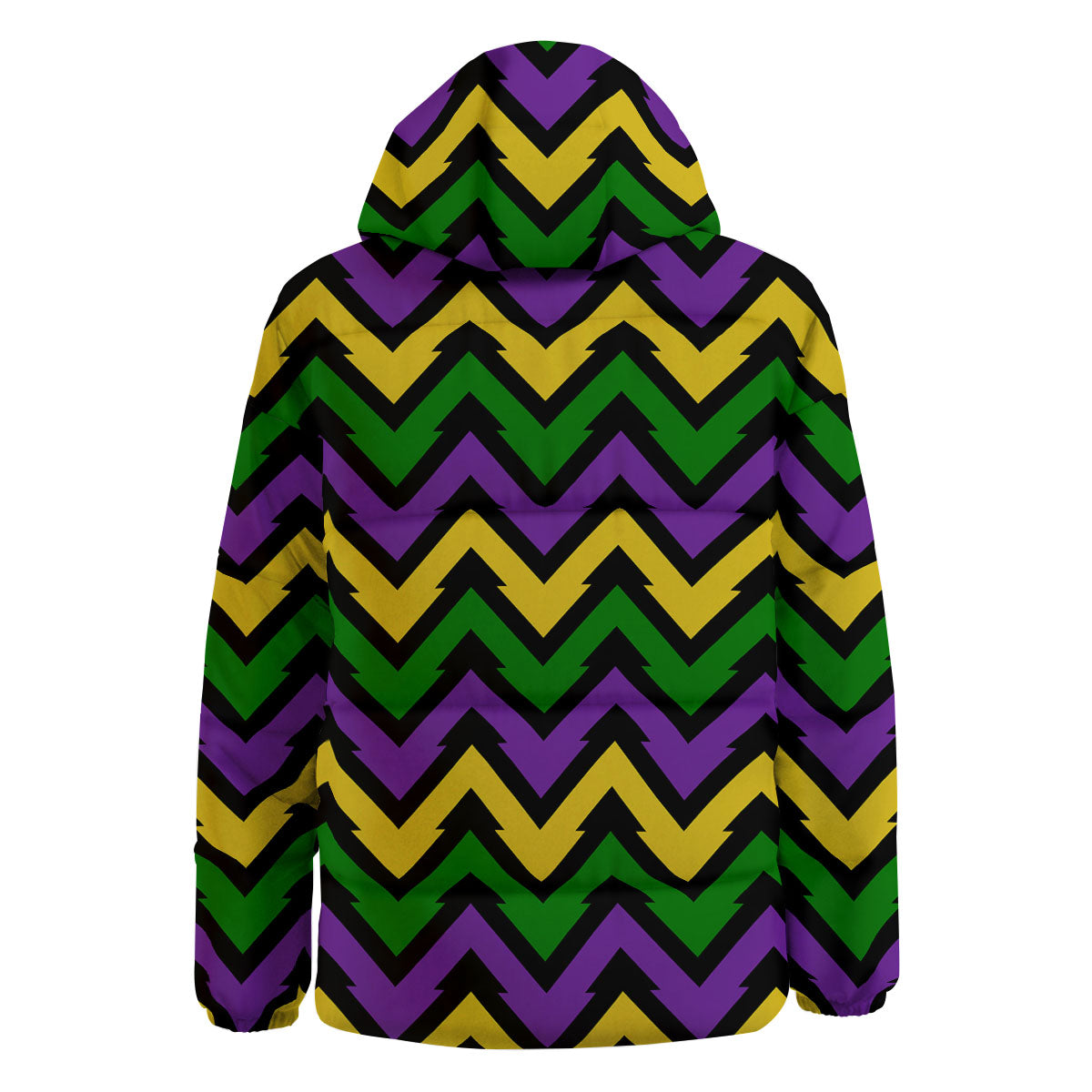 Fat Tuesday Zigzag Mardi Gras Print Down Jacket-grizzshop