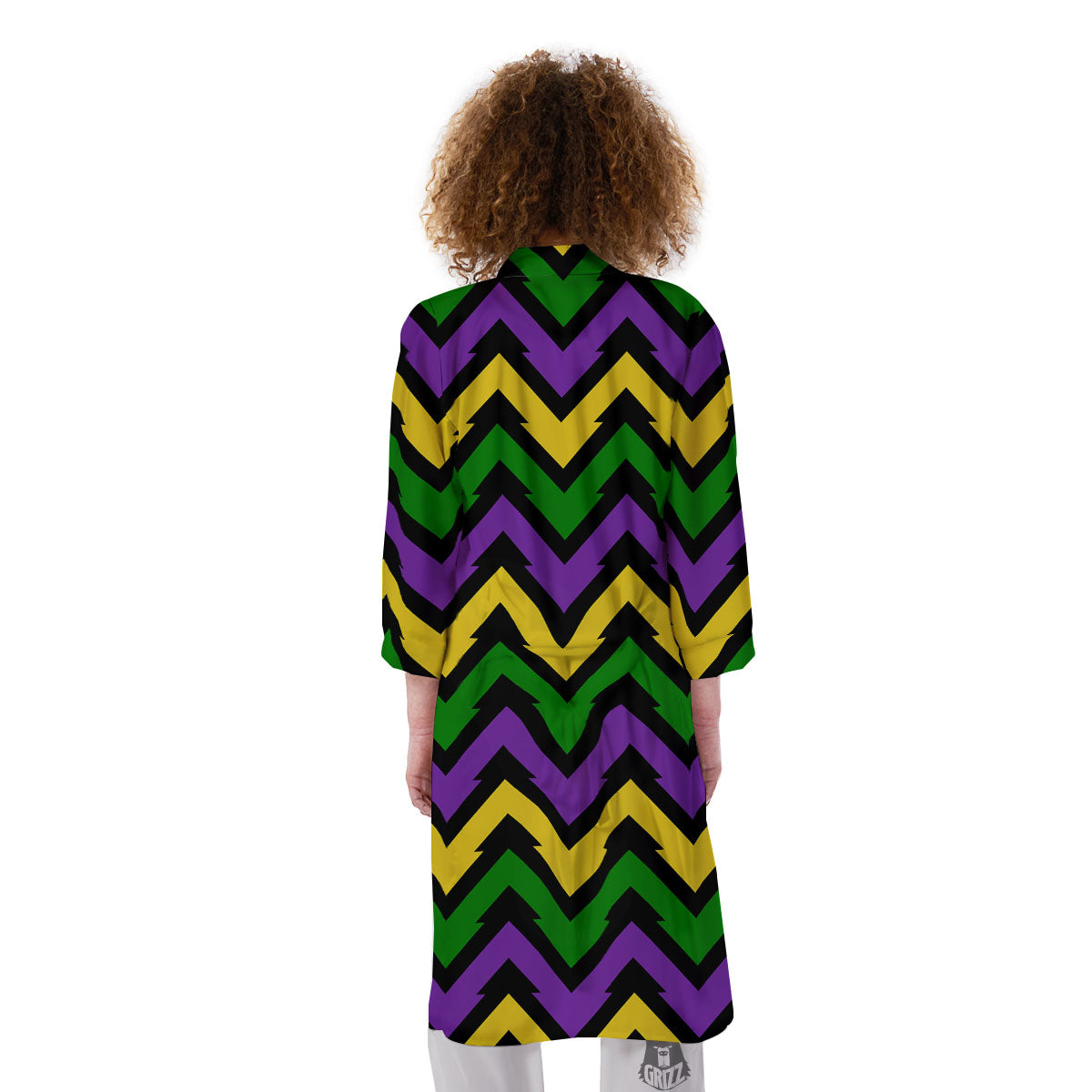 Fat Tuesday Zigzag Mardi Gras Print Kimono-grizzshop