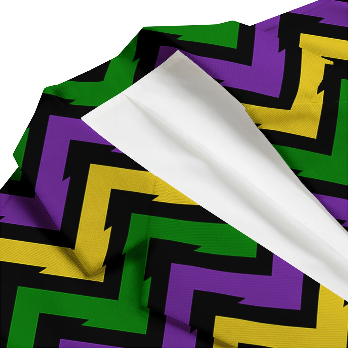 Fat Tuesday Zigzag Mardi Gras Print Men's Blazer-grizzshop