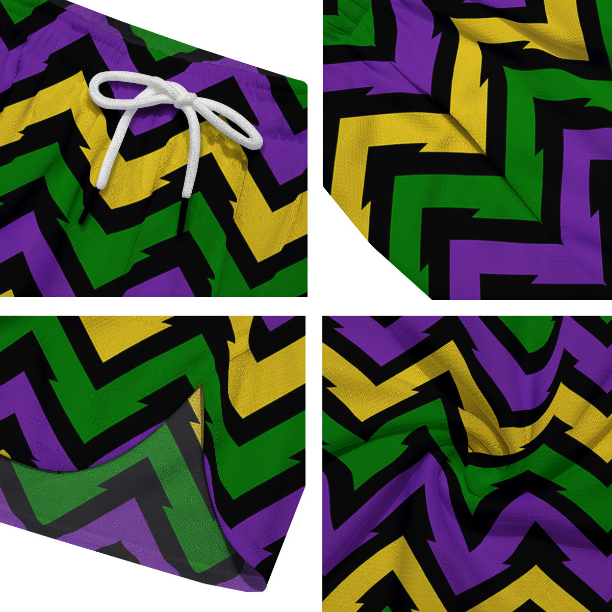 Fat Tuesday Zigzag Mardi Gras Print Men's Running Shorts-grizzshop