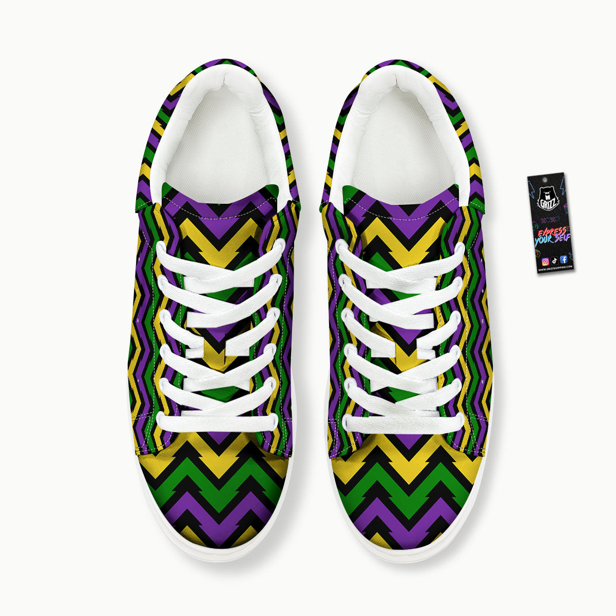 Fat Tuesday Zigzag Mardi Gras Print Platform Shoes-grizzshop