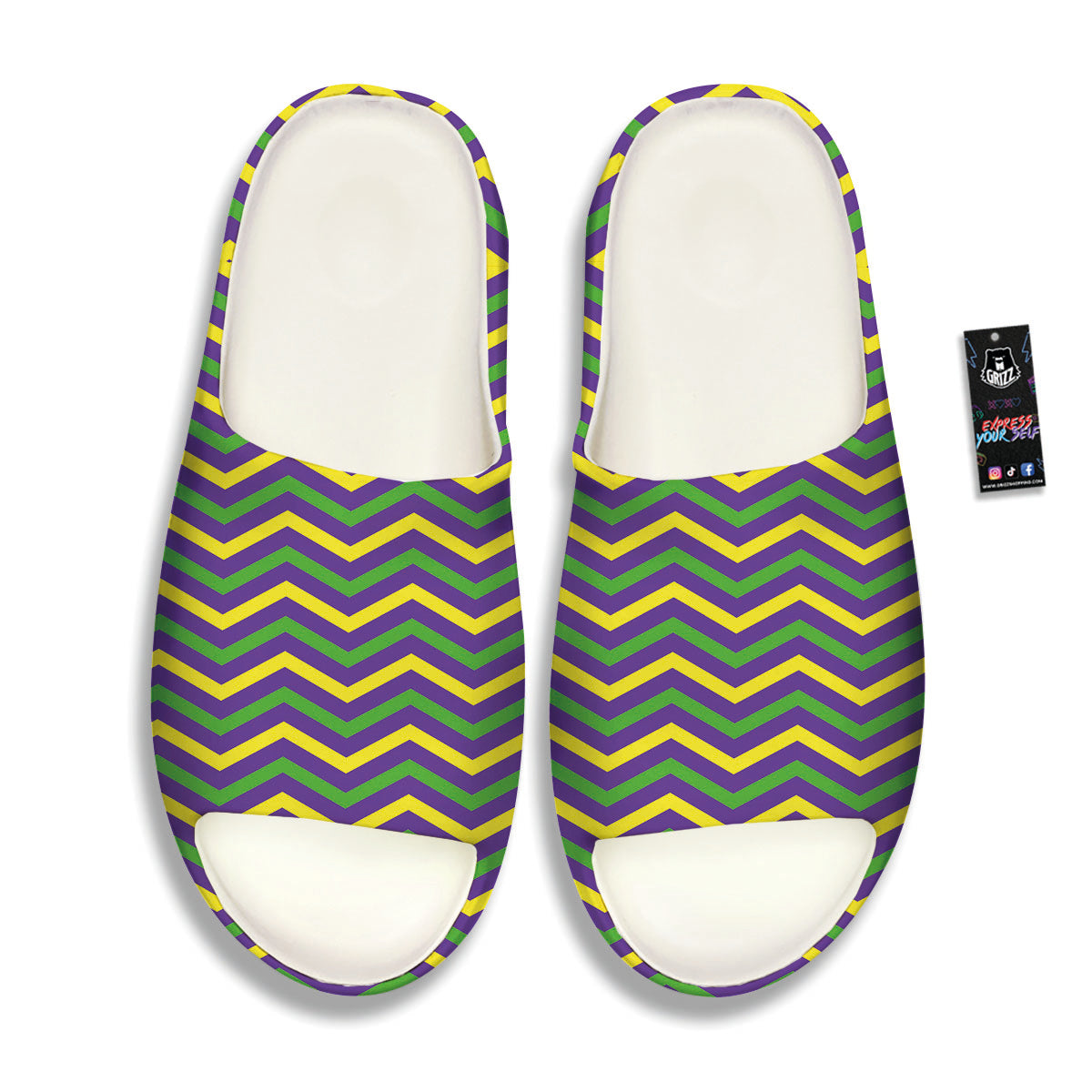 Fat Tuesday Chevron Mardi Gras Print Sandals-grizzshop