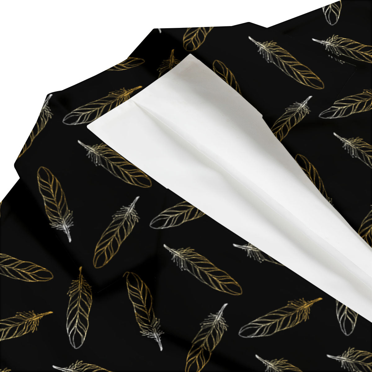 Feather Black And Gold Print Pattern Men's Blazer-grizzshop