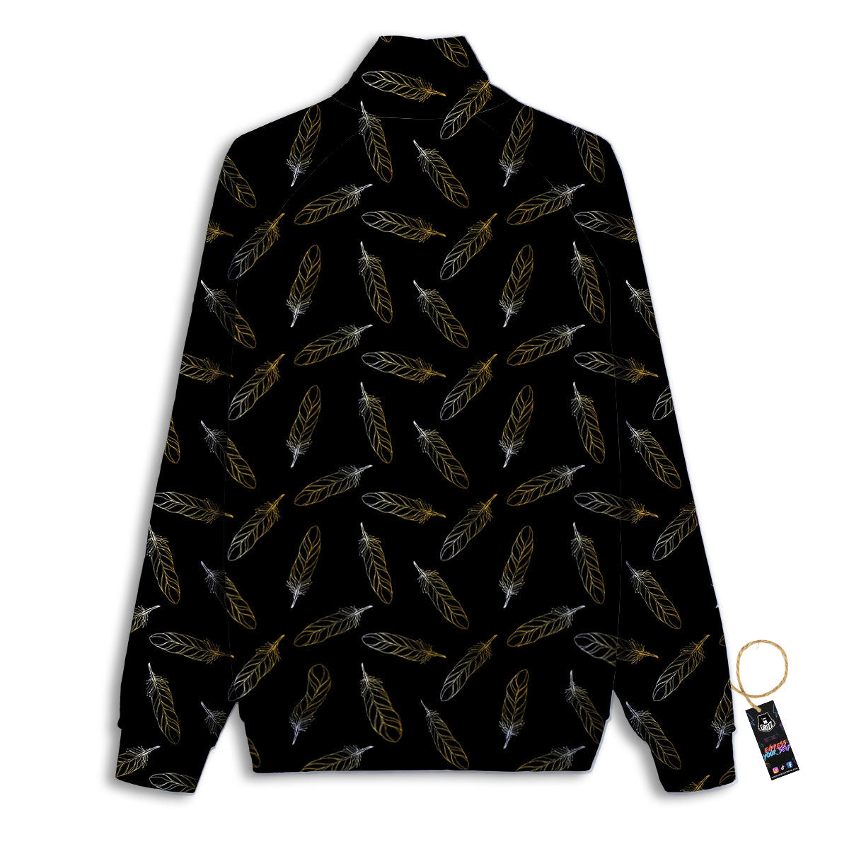 Feather Black And Gold Print Pattern Track Jacket-grizzshop