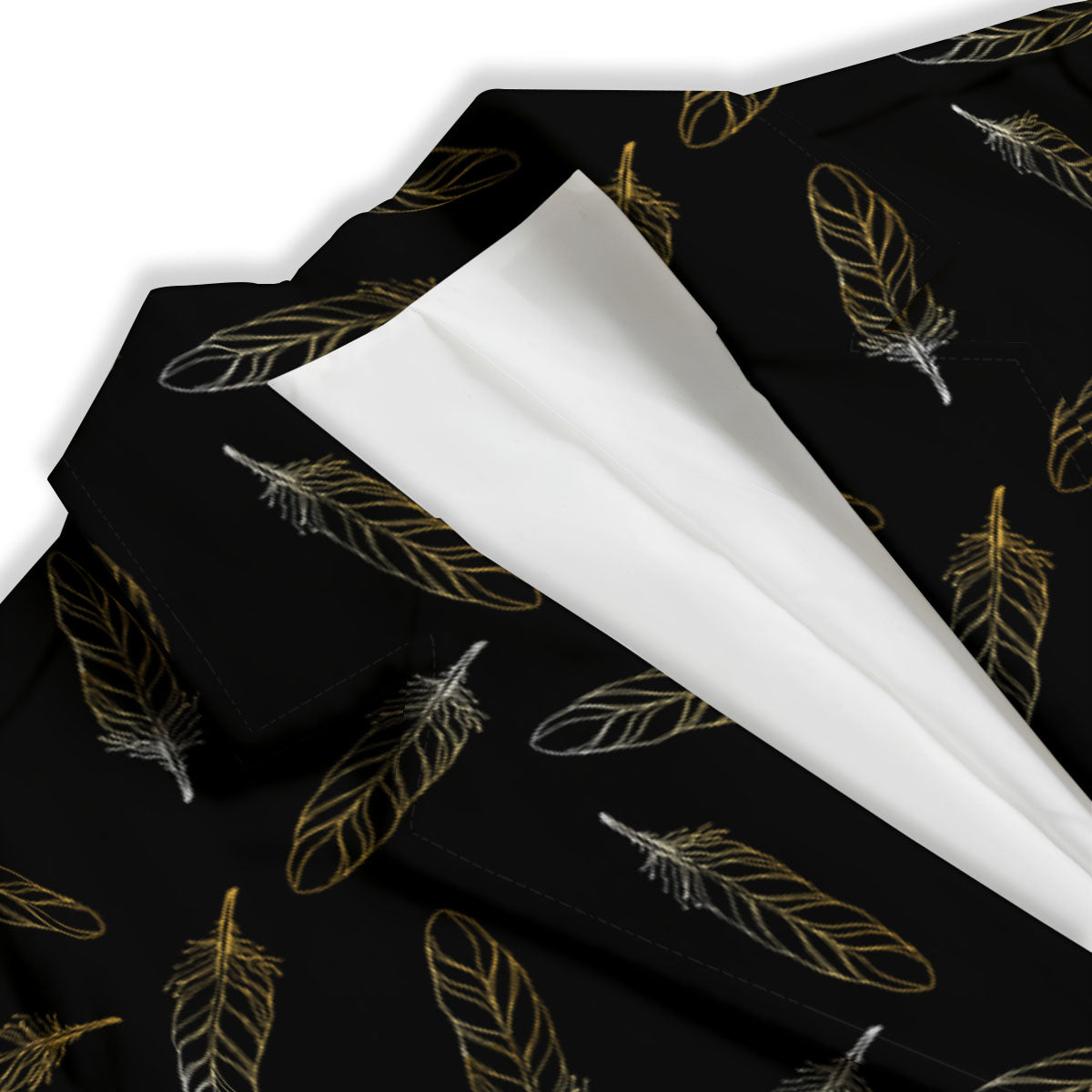 Feather Black And Gold Print Pattern Women's Blazer-grizzshop