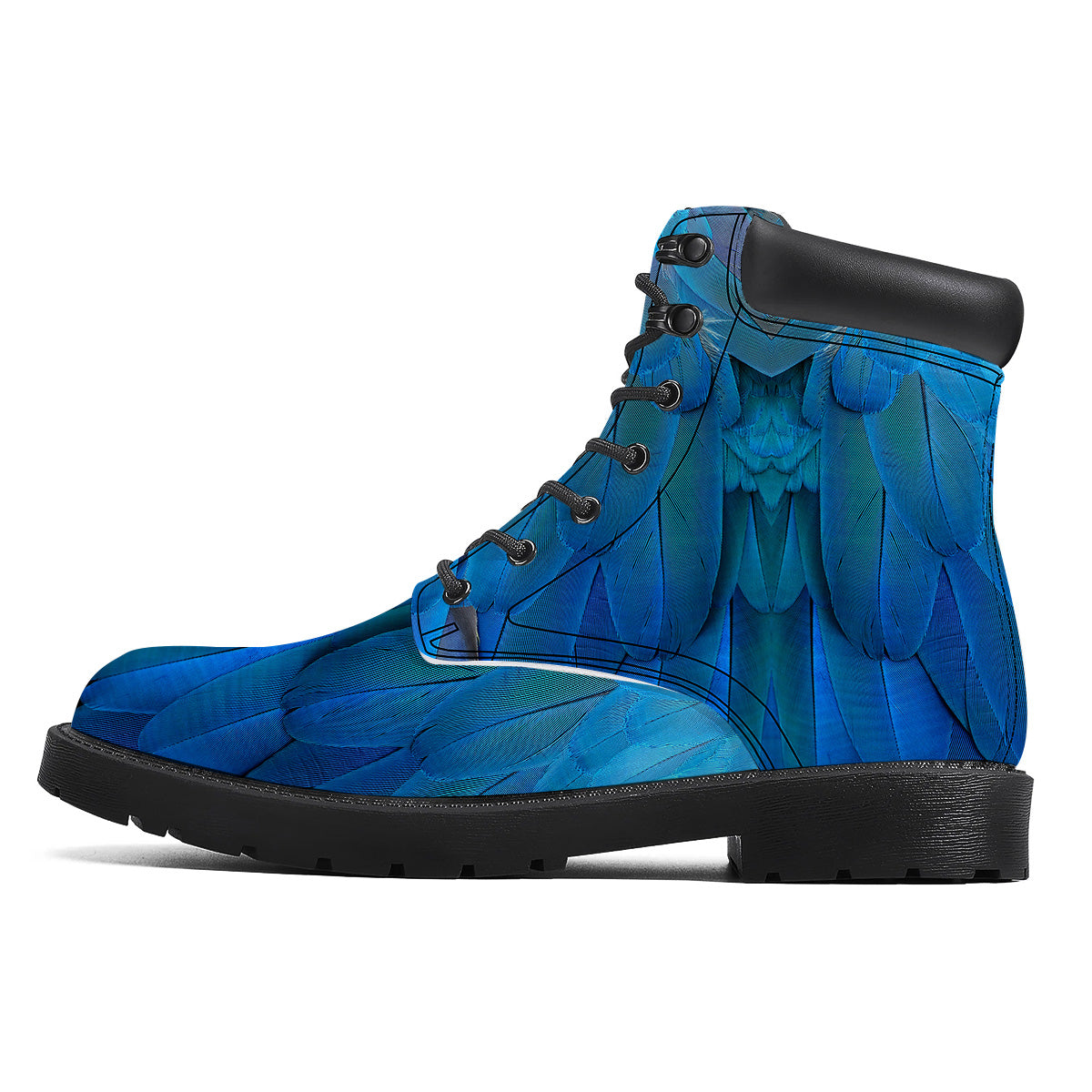 Feather Blue Print Boots-grizzshop