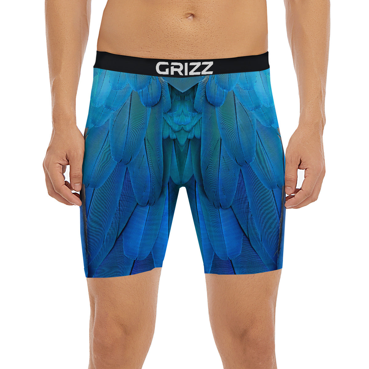 Feather Blue Print Boxer Briefs-grizzshop