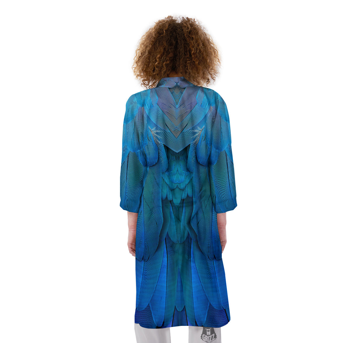 Feather Blue Print Kimono-grizzshop