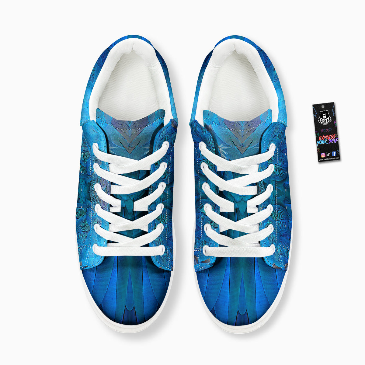 Feather Blue Print Platform Shoes-grizzshop