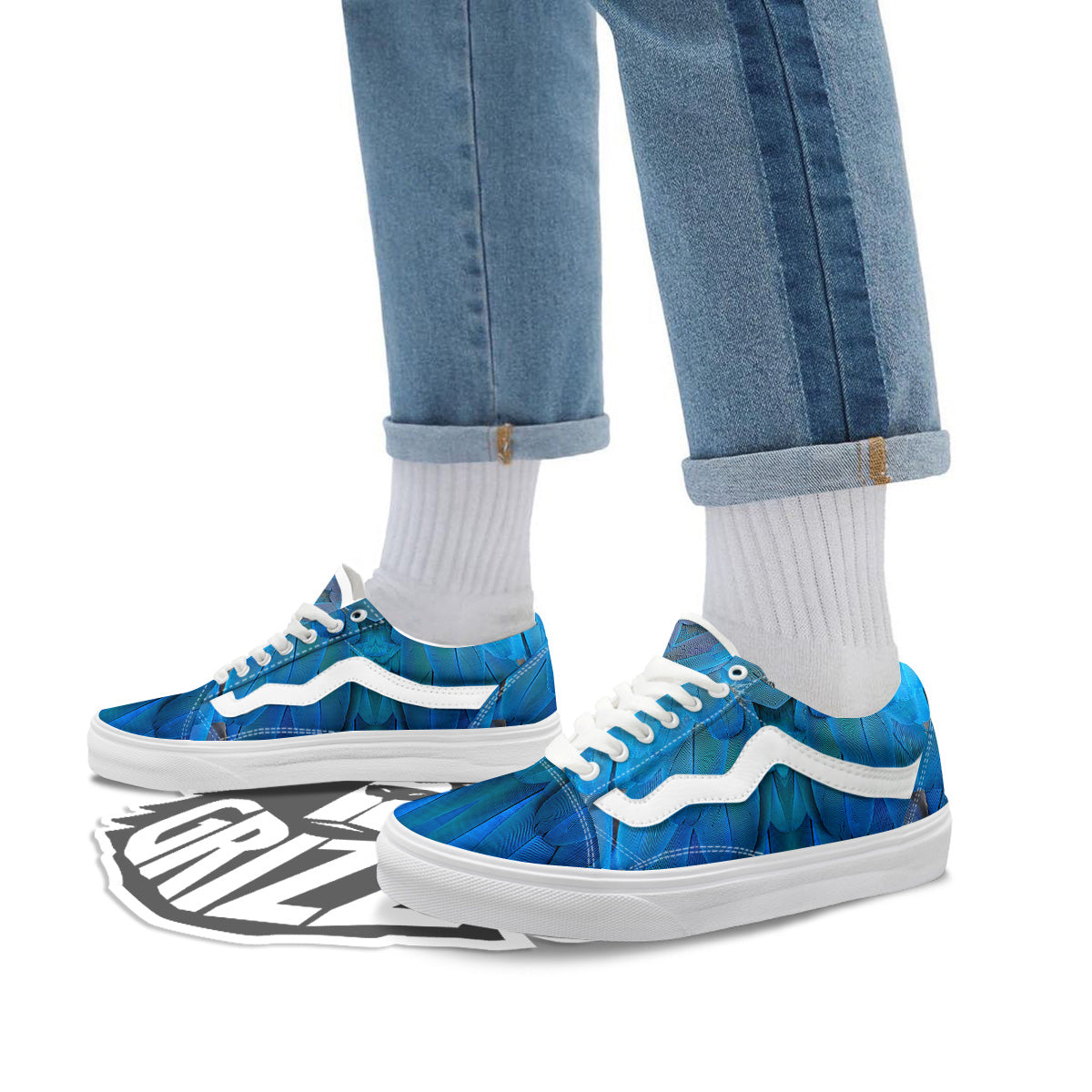 Feather Blue Print Skate Shoes-grizzshop