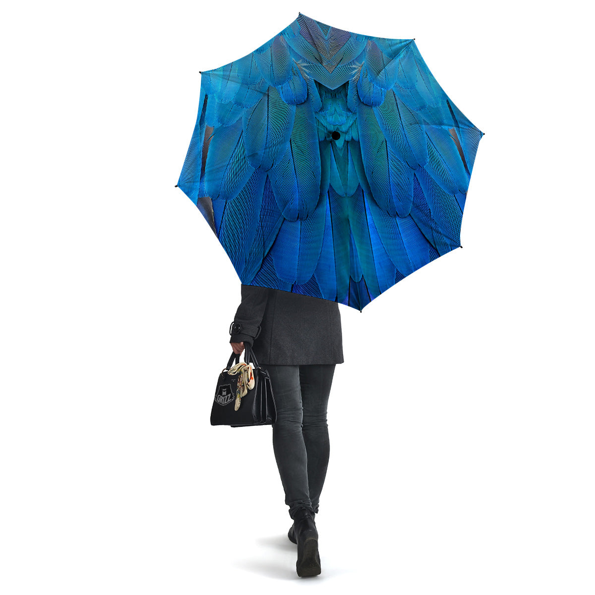 Feather Blue Print Umbrella-grizzshop