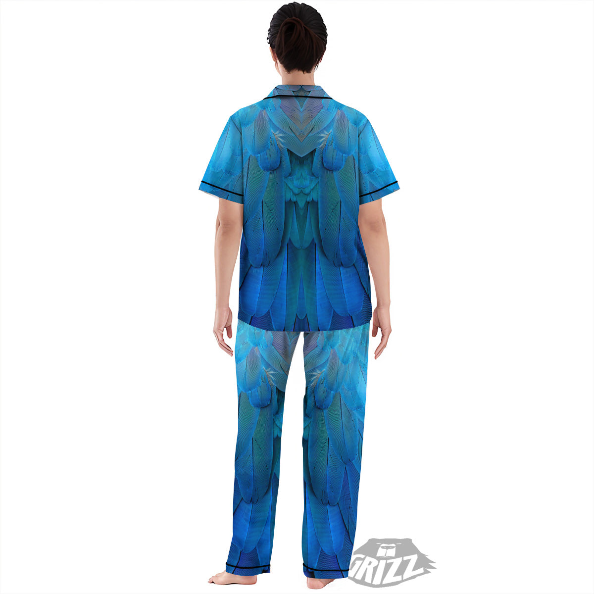 Feather Blue Print Women's Pajamas Set-grizzshop