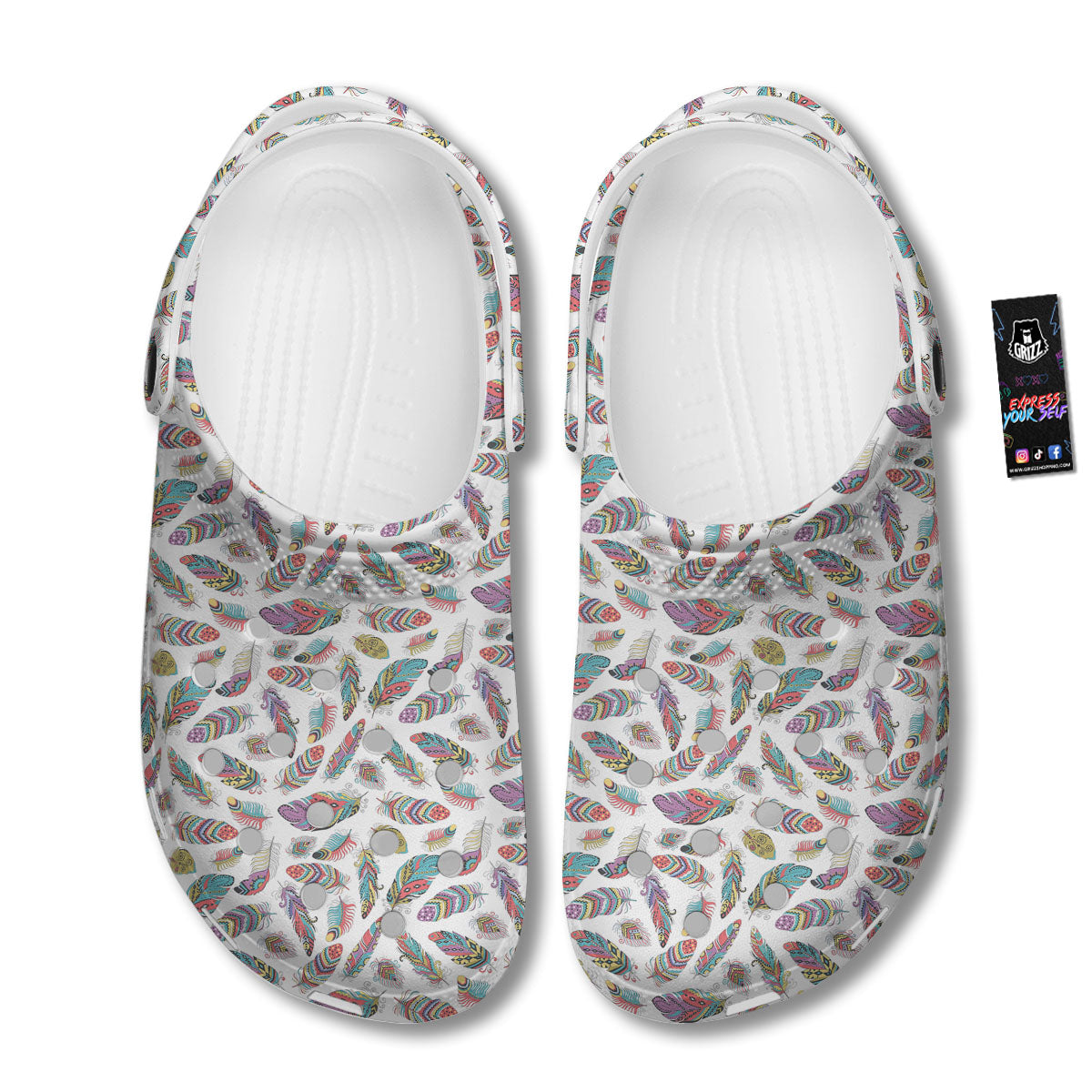 Feather Bohemian Print Pattern Clog-grizzshop