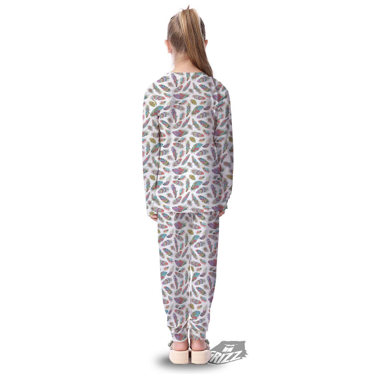 Feather Bohemian Print Pattern Kid's Pajamas-grizzshop