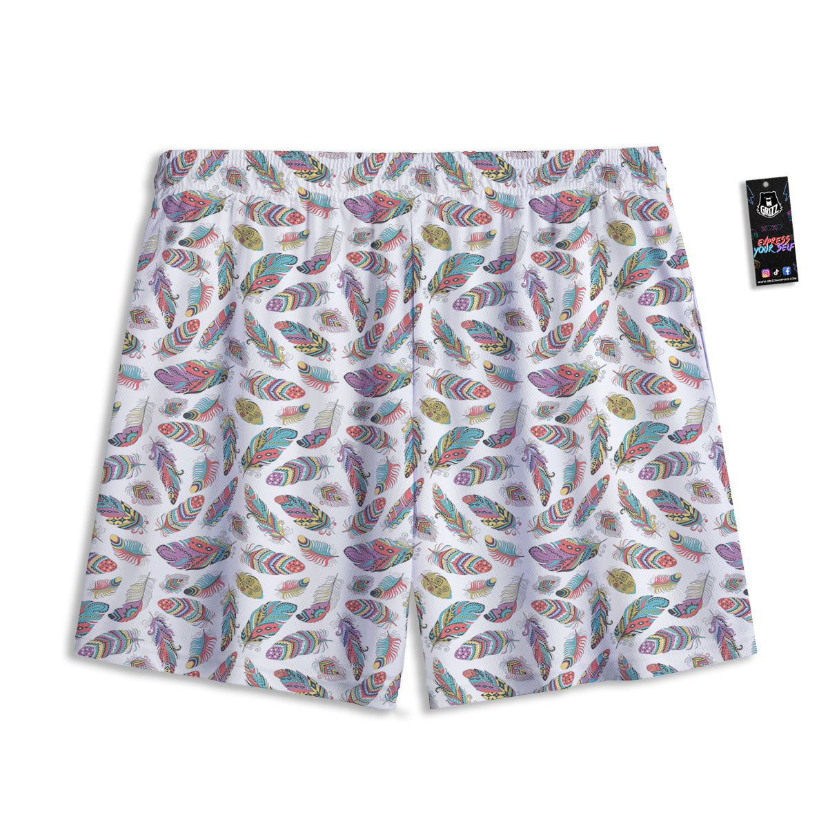 Flower And Tiger Embroidery Print Mesh Shorts