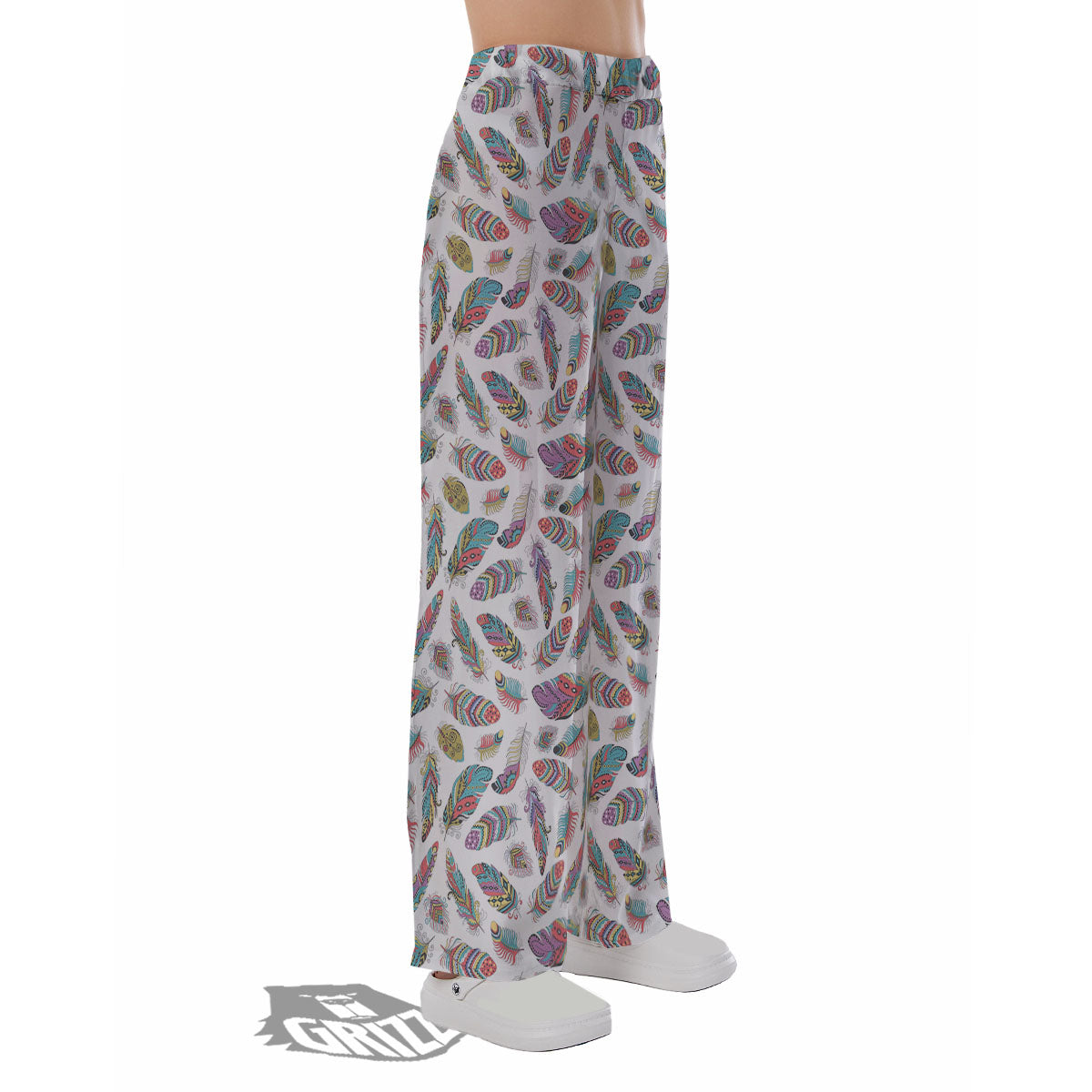 Feather Bohemian Print Pattern Pajama Pants-grizzshop