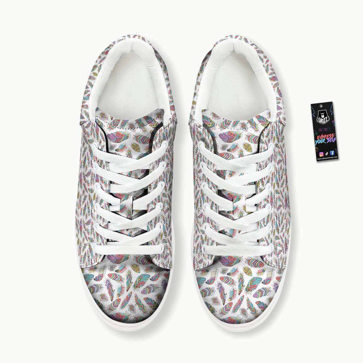 Feather Bohemian Print Pattern Platform Shoes-grizzshop