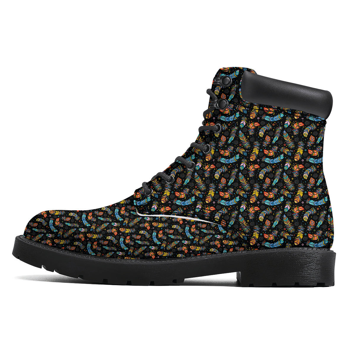 Feather Boho Print Pattern Boots-grizzshop