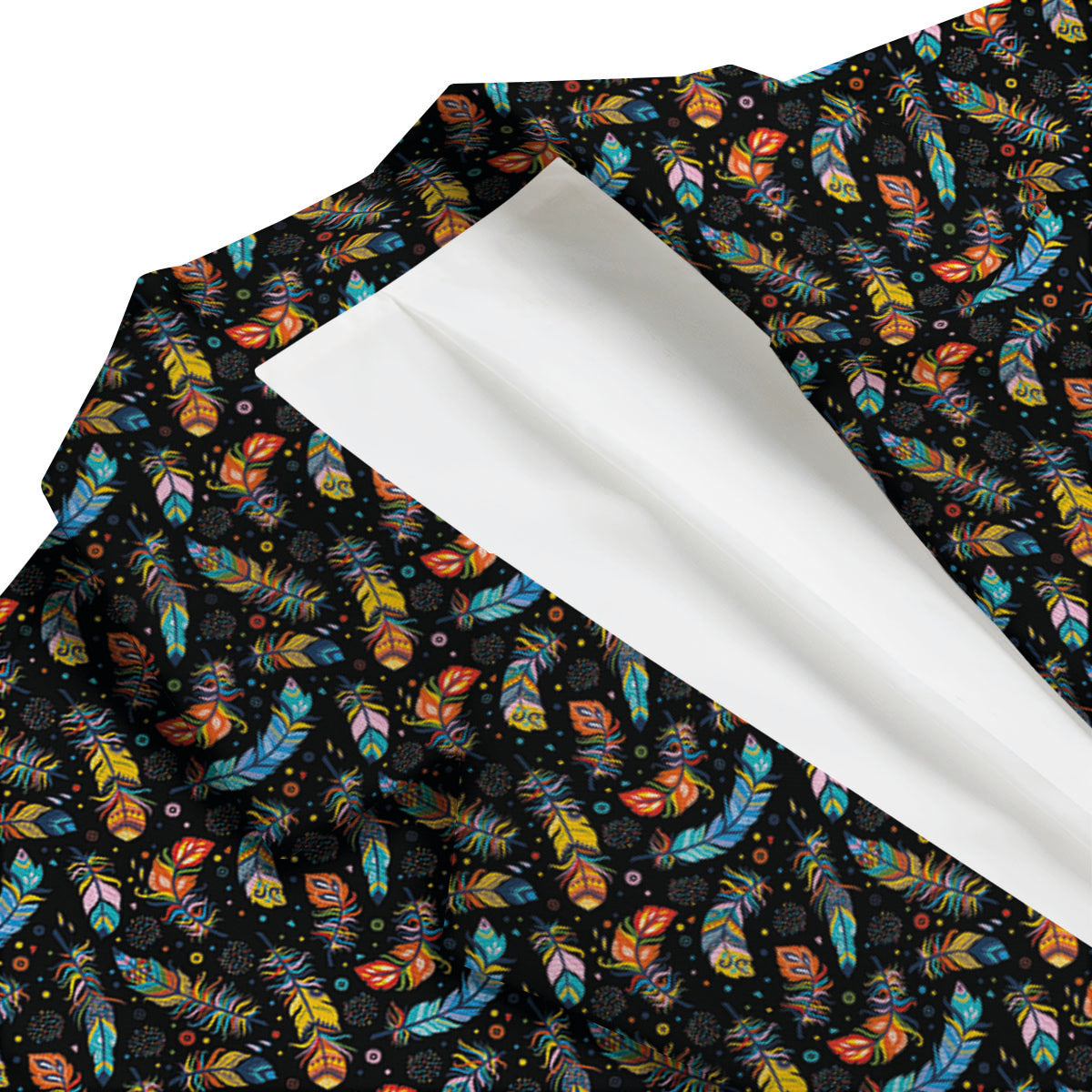 Feather Boho Print Pattern Men's Blazer-grizzshop