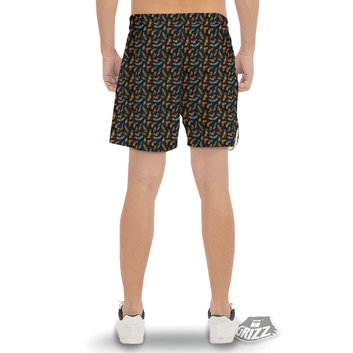 Feather Boho Print Pattern Men's Gym Shorts-grizzshop