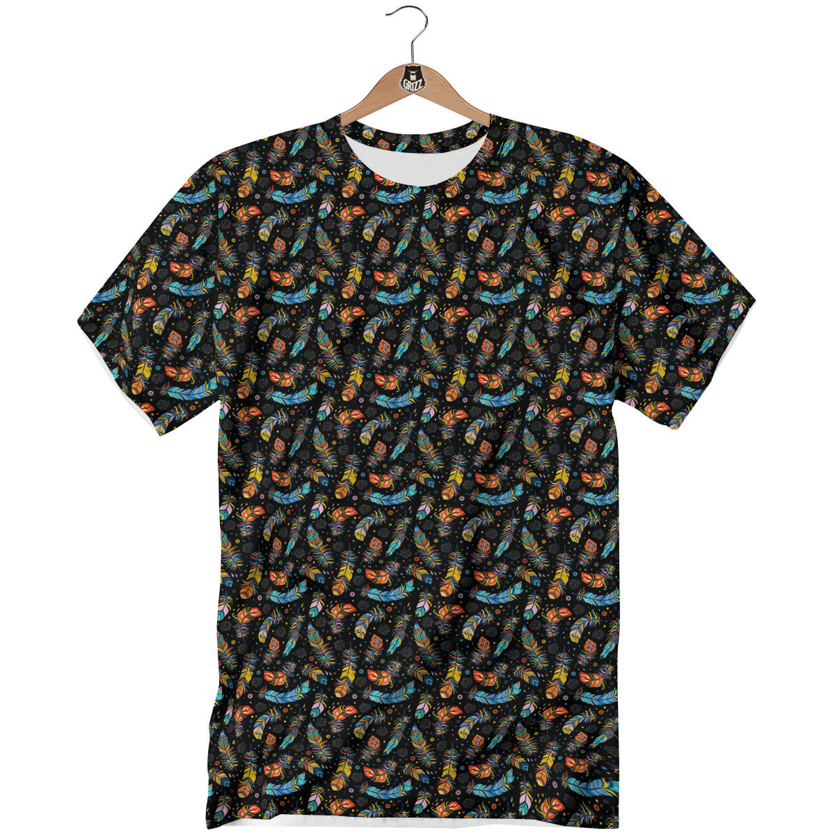 Feather Boho Print Pattern T-Shirt-grizzshop