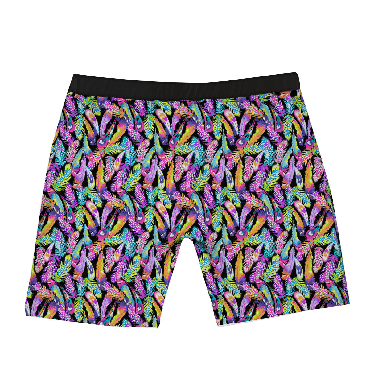 Feather Colorful Print Pattern Boxer Briefs-grizzshop