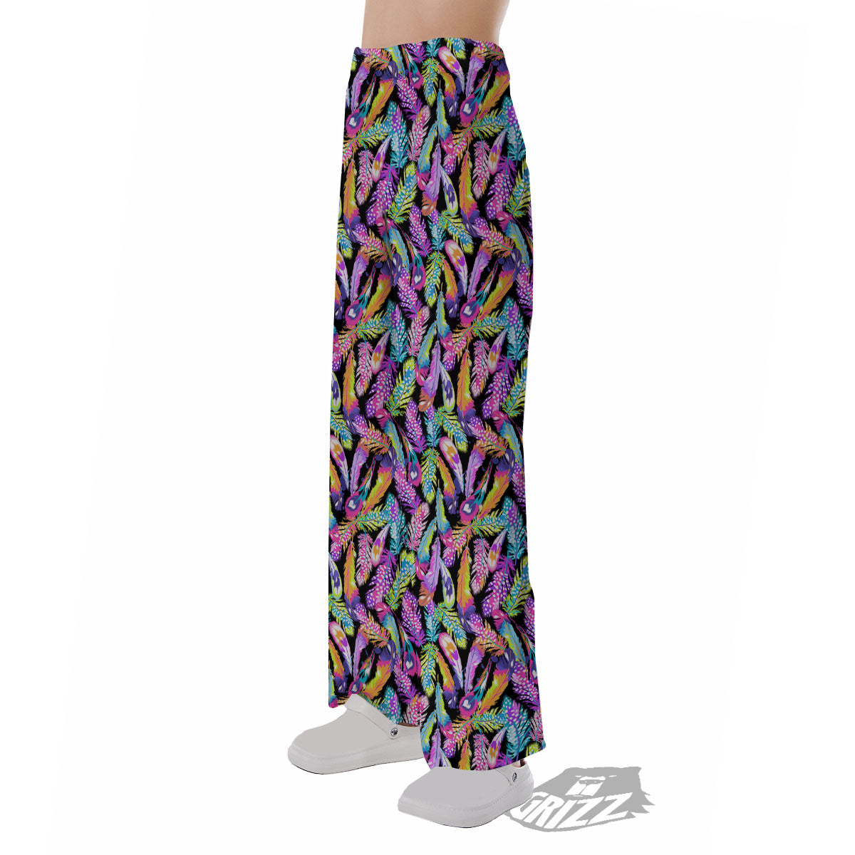 Feather Colorful Print Pattern Pajama Pants-grizzshop
