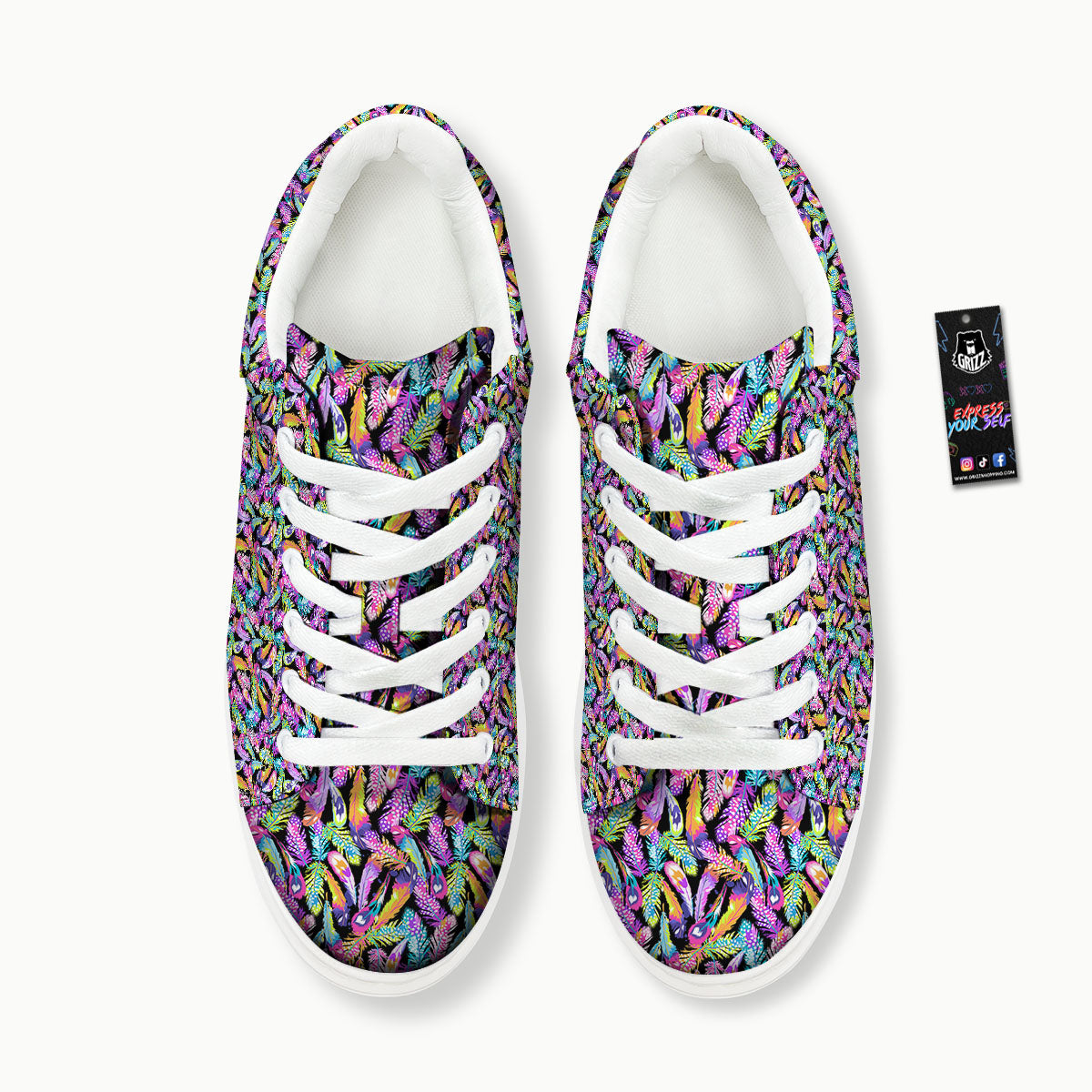 Feather Colorful Print Pattern Platform Shoes-grizzshop