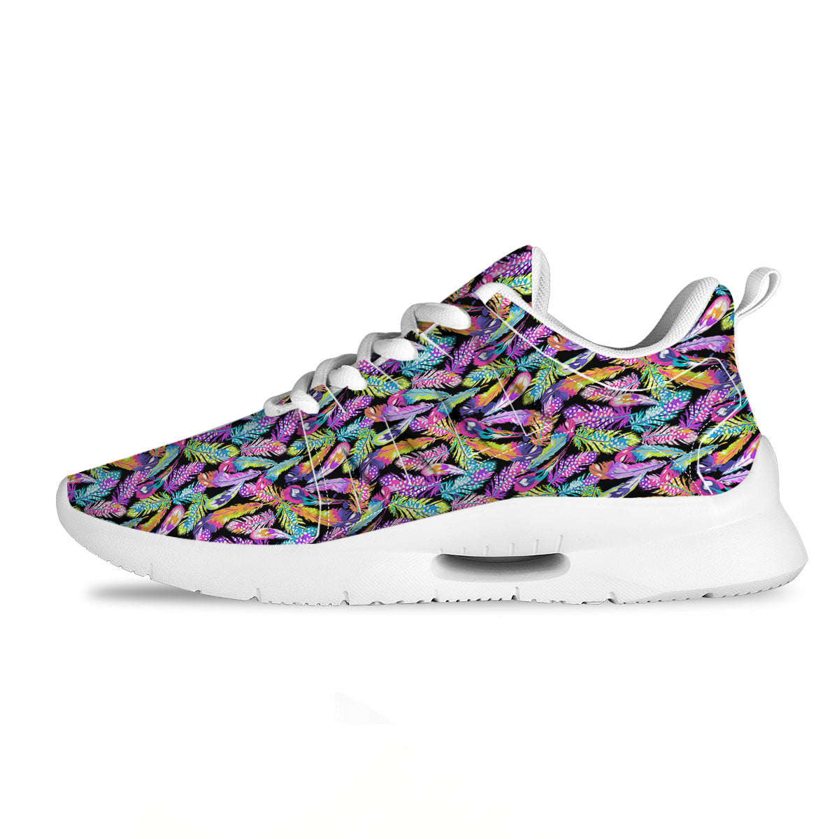 Feather Colorful Print Pattern Tennis Shoes-grizzshop