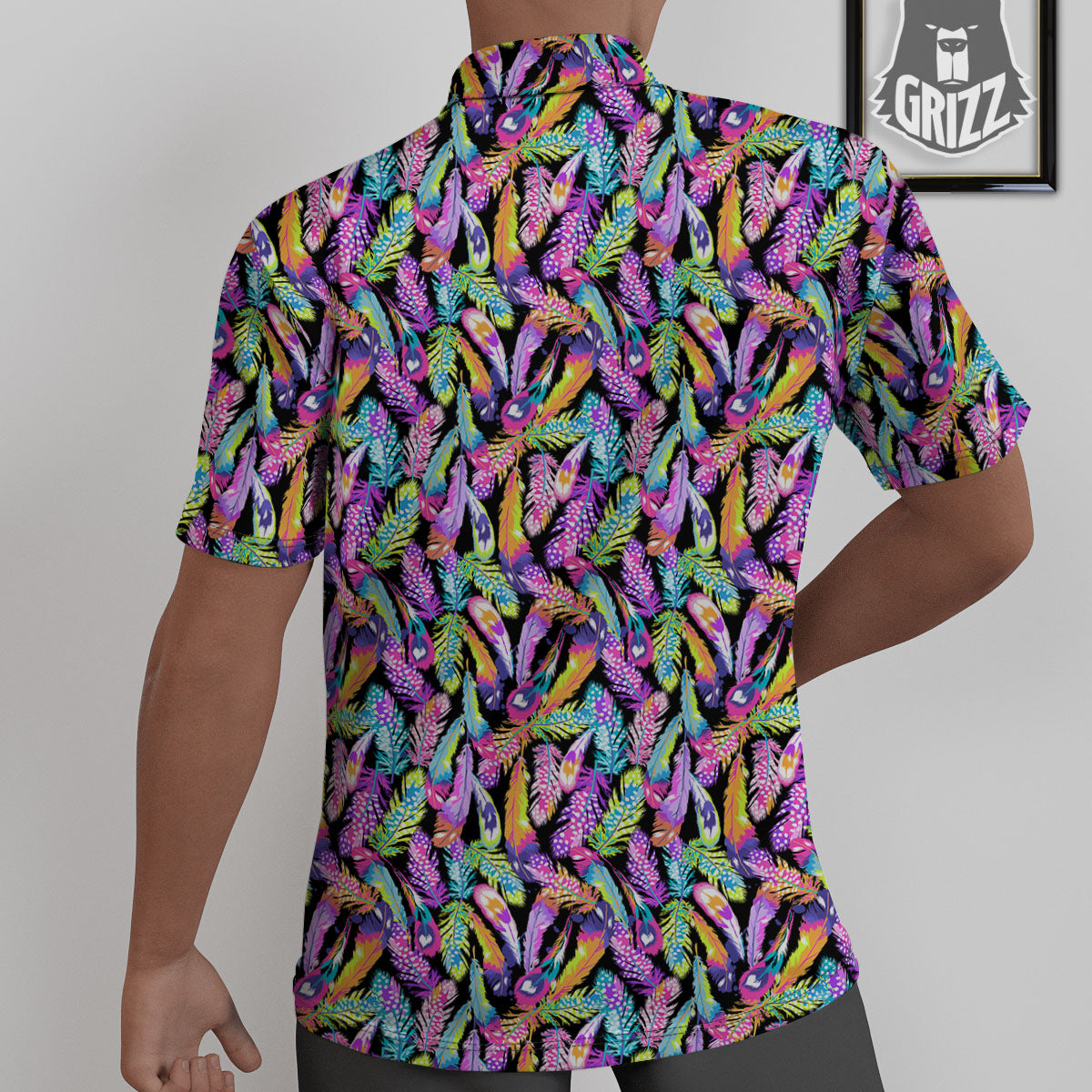 Feather Colorful Print Pattern Untucked Shirts-grizzshop