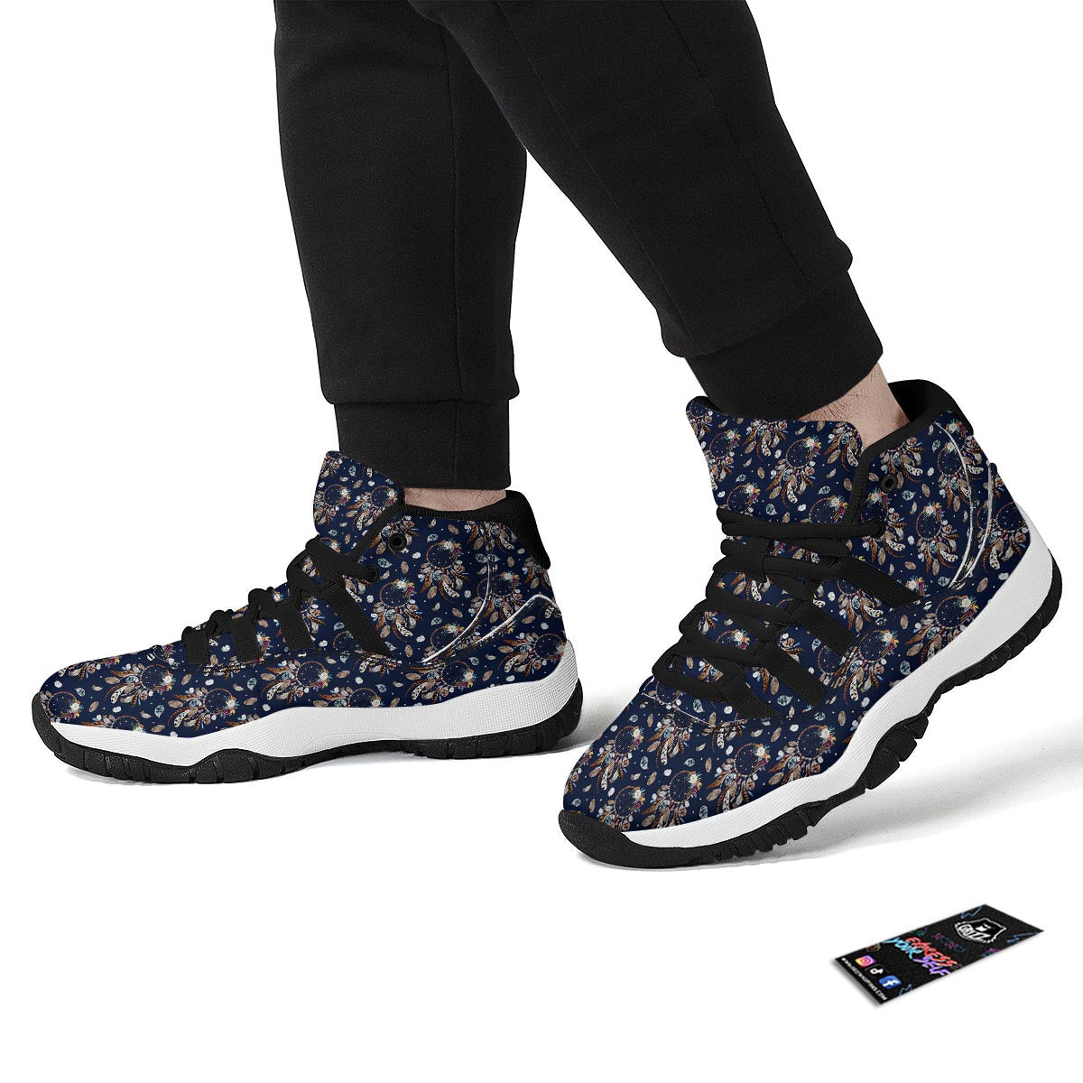 Feather Dream Catcher Blue Boho Black Bball Shoes-grizzshop