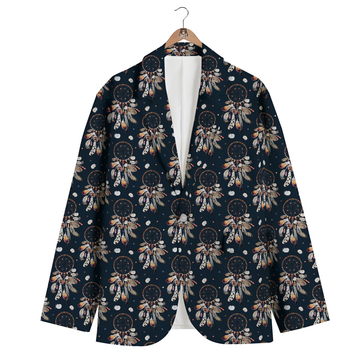 Feather Dream Catcher Boho Men's Blazer-grizzshop