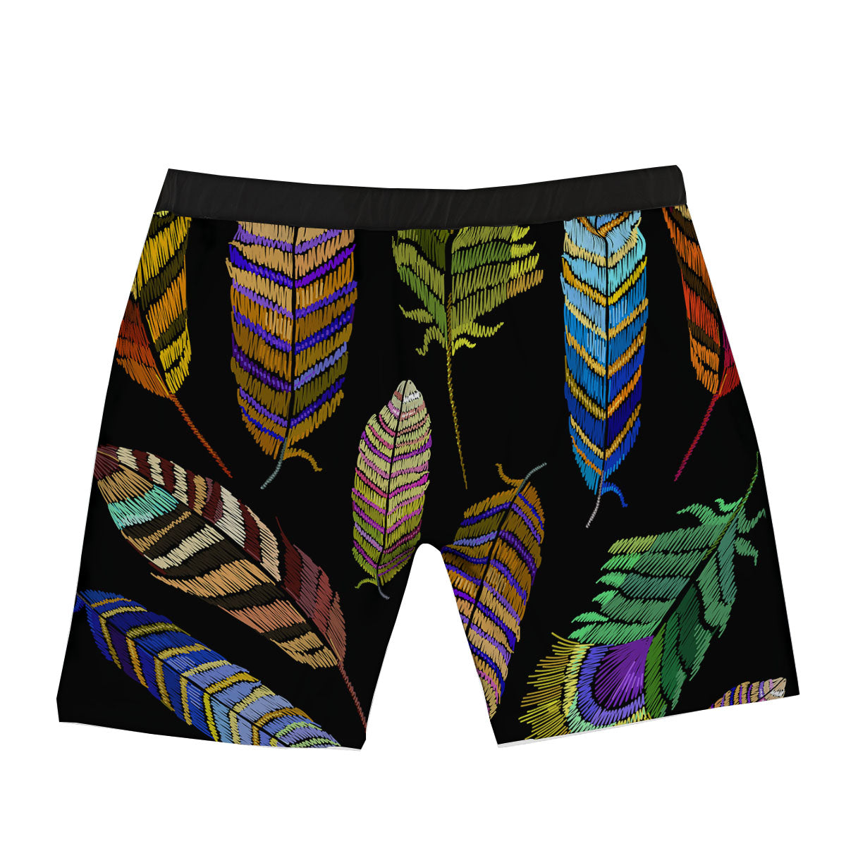 Feather Embroidery Peacock Print Boxer Briefs-grizzshop