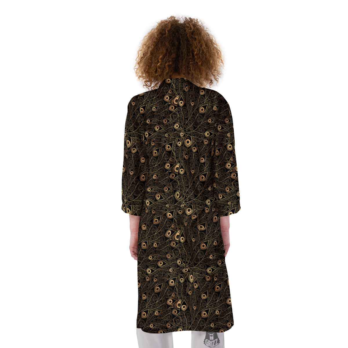 Feather Gold And Black Print Pattern Kimono-grizzshop