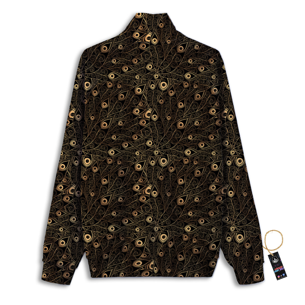 Feather Gold And Black Print Pattern Track Jacket-grizzshop