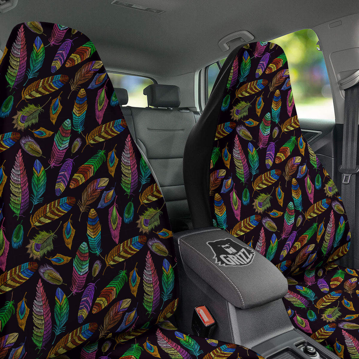 Feather Native Print Pattern Car Seat Covers-grizzshop