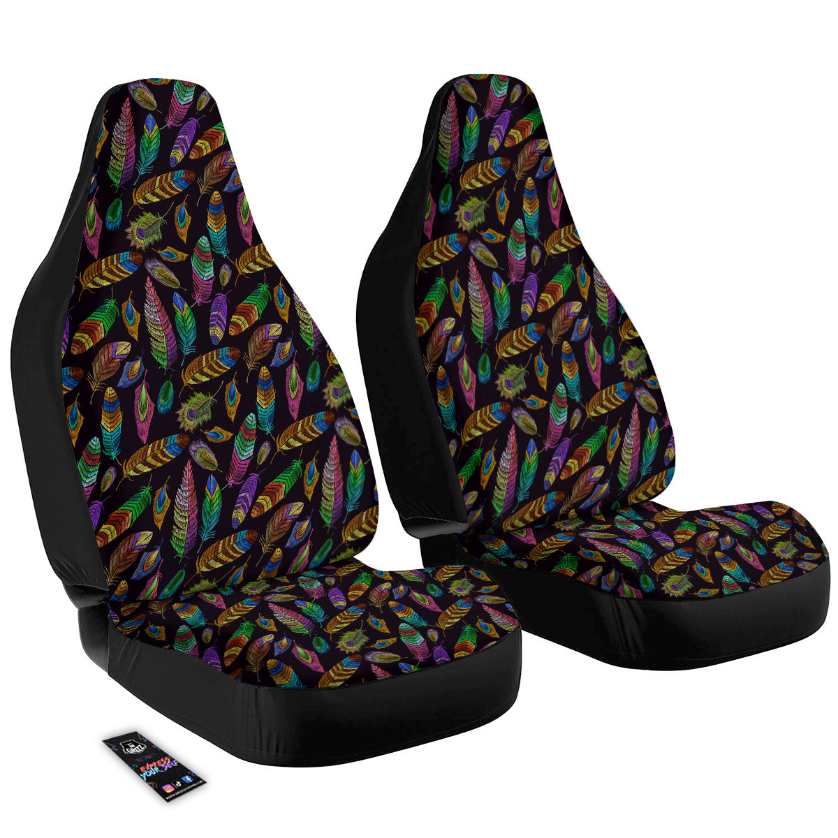 Feather Native Print Pattern Car Seat Covers-grizzshop