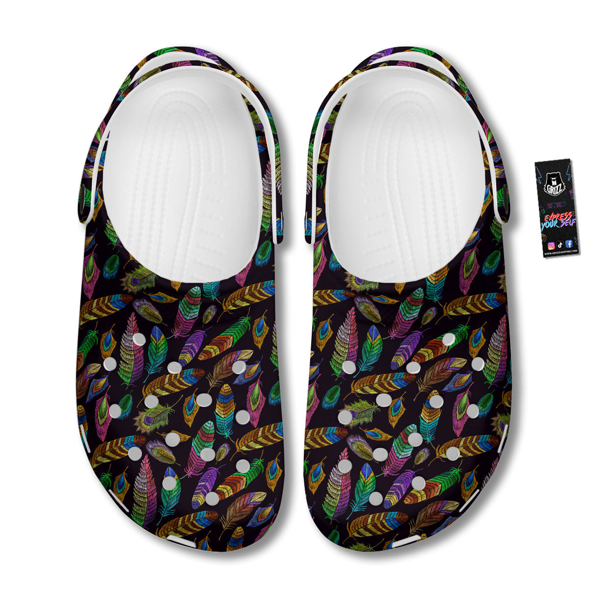 Feather Native Print Pattern Clog-grizzshop